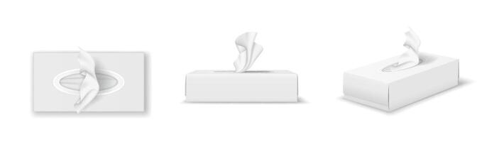 Assortment of white tissue boxes vector