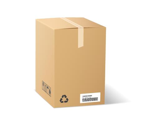Illustration of a plain cardboard box with realistic texture. Simple and minimalistic style. Used for shipping or storage purposes. Focused on sustainability.