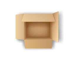 Realistic illustration of an open cardboard box in neutral colors. Useful for storage, moving, and packaging themes on a plain white background. vector