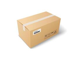 Brown cardboard shipping box vector