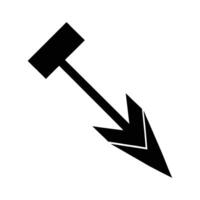 Diagonal arrow with t-shaped top and double outline vector