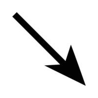 Black diagonal arrow pointing downwards vector