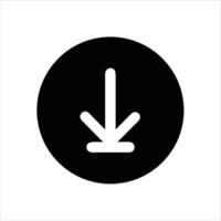 Black Circle with White Downward Arrow Icon vector