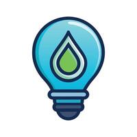 Eco-Friendly Light Bulb with Water Drop Symbolizing Energy Conservation vector