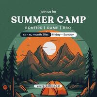 Green Illustration Summer Camp Event Instagram Post template