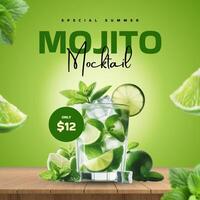 green mojito mocktail instagram post template