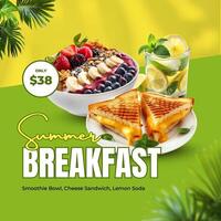 summer breakfast menu instagram post template