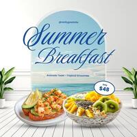 elegant minimalist summer breakfast menu instagram post template