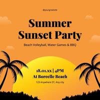 orange summer sunset party instagram post template