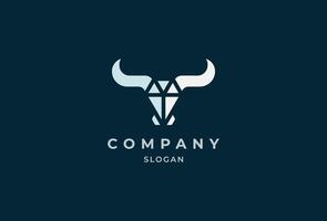 Abstract Buffalo Head Logo, bull head with diamond combination, usable for branding and business logos, Flat Logo Design Template vector