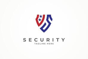 Security Logo with Shield and US Initials vector