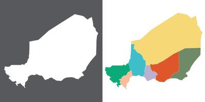 Niger map set. Map of Niger in set with multicolor vector