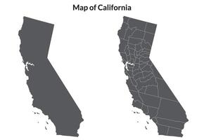 California state map in set grey color. Map of the U.S. state of California with city map in set grey color. vector