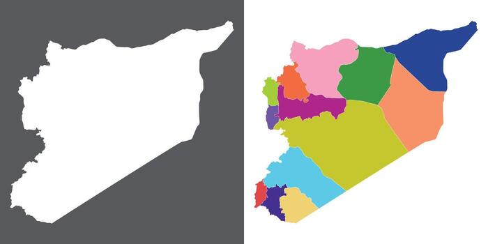 Syria map set. Map of Syria in set with multicolor vector