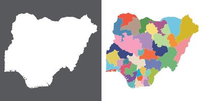 Nigeria map set. Map of Nigeria in set with multicolor vector
