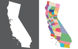 California state map in set multicolor. Map of the U.S. state of California with city map in set. vector