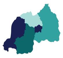 Rwanda map divided into five provinces. Map of Rwanda divided into five provinces. vector