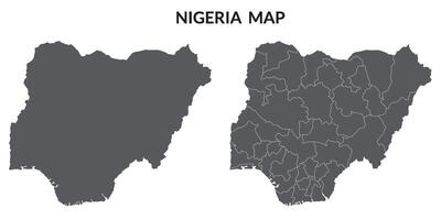 Nigeria map set. Map of Nigeria in set with grey color vector