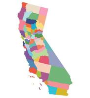 California with city map in multicolor. vector