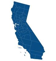 California with city map. Map of the U.S. state of California in blue color. vector