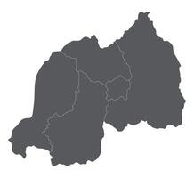 Rwanda map divided into five provinces. Map of Rwanda divided into five provinces in grey color vector
