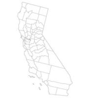 California with city map. Map of the U.S. state of California in white color. vector