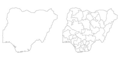 Nigeria map set. Map of Nigeria in set with white color vector