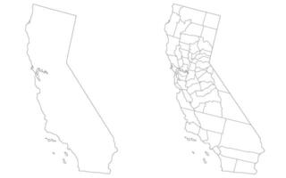 California state map in set white color. Map of the U.S. state of California with city map in set white color. vector
