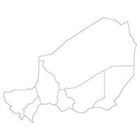 Niger map divided seven regions. Map of Niger regions in white color vector