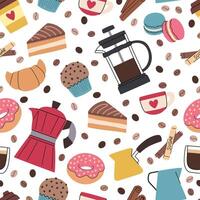 Pattern of coffee and dessert illustrations vector