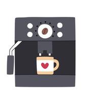 Cartoon coffee machine for making various types of coffee. vector