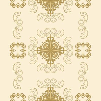 Elaborate Whimsical Filigree Border Swirl Ornament Pattern Frame Royal Gold Style on Beige Background. Luxury Glamorous Baroque Scroll Element Rich Haute Couture Design for Embroidery Silk Scarf Lace