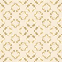 Minimal Classy Less is More Exquisite Monogram Seamless Repeat Pattern with Gold Scroll Ornament on Beige Baroque Medieval Victorian Style Textile Wallpaper Mattress Backdrop Embroidery Fabric Tiles vector