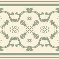 Beautiful Sense of Moroccan Charming Seamless Delicate Scroll Ornament Green Jade on Beige Background Border Pattern. Luxury Cool Summer Desert for Elaborate Decoration Filigree Embroidery Mosaic Lace vector