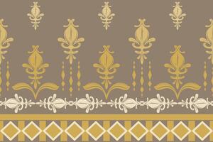 Classical Medieval Damask with Gold Linear Shades On Brown Background. Delicate Old Money Style Pattern Fleur de lis Elegance Ornament Autumn Florals Geometric Combine Embroidery Border Scarf Knitting vector