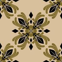 Historical Classic Abstract Damask Florals Luxury Geometric Scroll Ornament with Gold and Black on Tan Background Seamless Pattern. Elegance Intricate Detailed Baroque Repeat for Rich Decoration Style vector
