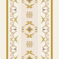 Rococo Less is More Style with Royal Abstract Scroll Ornament Gold Purple Impressive Grandiose Rich Border Pattern for Invitation Wedding Card Decoration Embroidery Textiles Fabrics Tiles Iznik Scarf vector