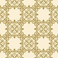 Seamless Baroque Rococo Style with Golden Scroll Ornament Embroidery Florals on Beige Background Detailed Pattern for Monogram Repeat Paper Letter Invitation Tablecloth Dress Apparel Mattress Lace Rug vector