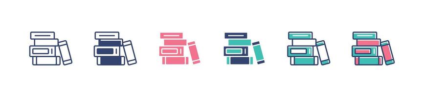 library bookshelf icon set school business book archive document signs illustration interior bookcase signs for web and app vector
