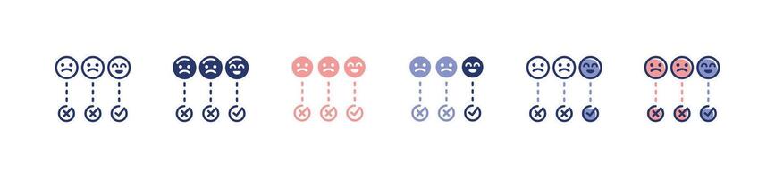 emoticon survey evaluation icon set business feedback rating and review customers satisfaction illustration vector
