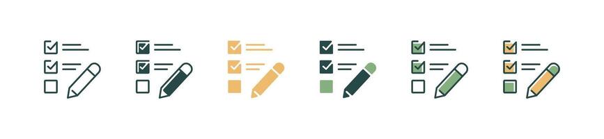 simple checkmark survey list with pencil icon set business choose task checklist option plan test evaluation signs illustration for web and app vector