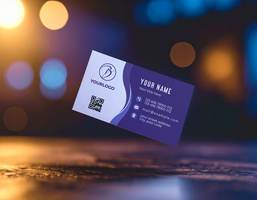 Business Card Mock Up Dark Moody Setting Colorful Background Lights psd