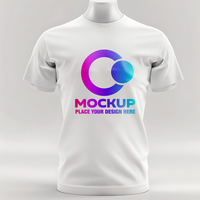 realistic white t shirt mockup on mannequin front view clean background for design template psd