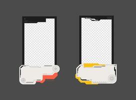 Cyberpunk style. Game card frame mockup template design. vector