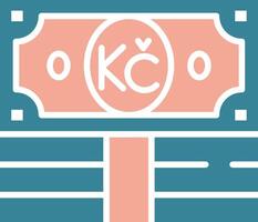 Czech Koruna Interactive Line Art vector