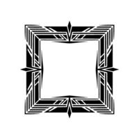 Geometric Art Deco Frame, Black White Square Ornament vector