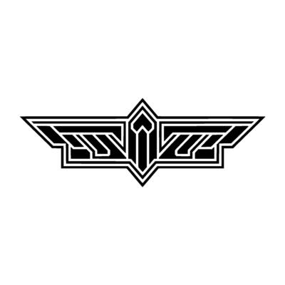 Art Deco Crest Geometric Black White , Minimalist