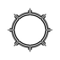Minimalist Circular Frame with Geometric Spikes, Black White vector