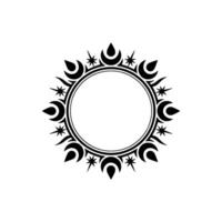 Elegant Black Circle Frame with Decorative Floral Elements on White Background vector