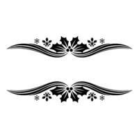 Elegant Christmas Holly Snowflake Border on White, Snowflakes vector